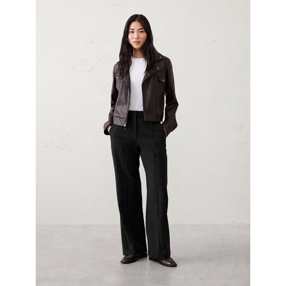 Banana Republic Trouser Womens 18 Black Wide Leg Ultra High Rise Pintuck nwt